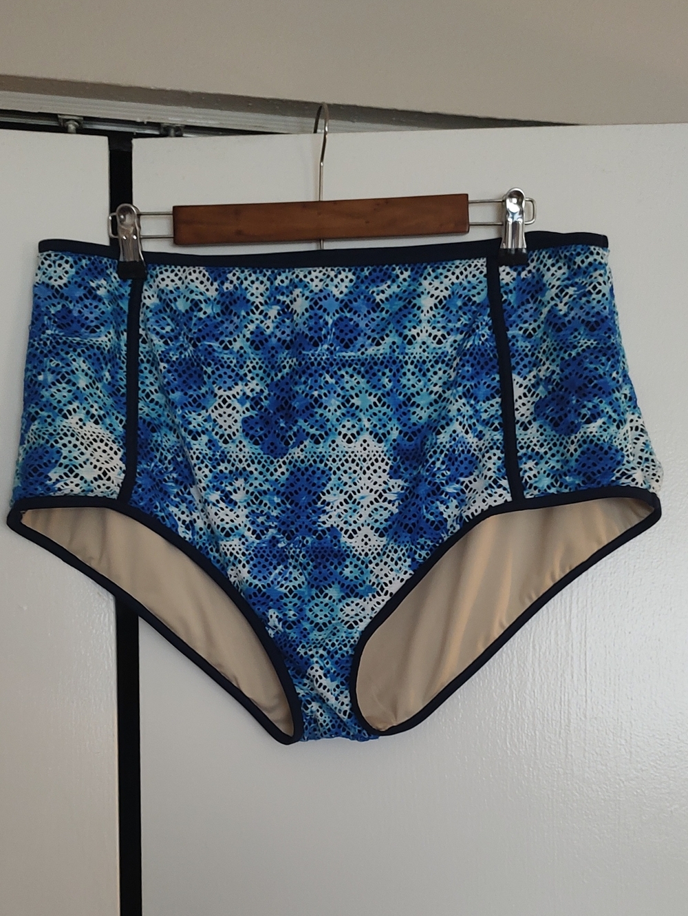 FITST OFFER! High-Waist Blue Floral Swim Brief
